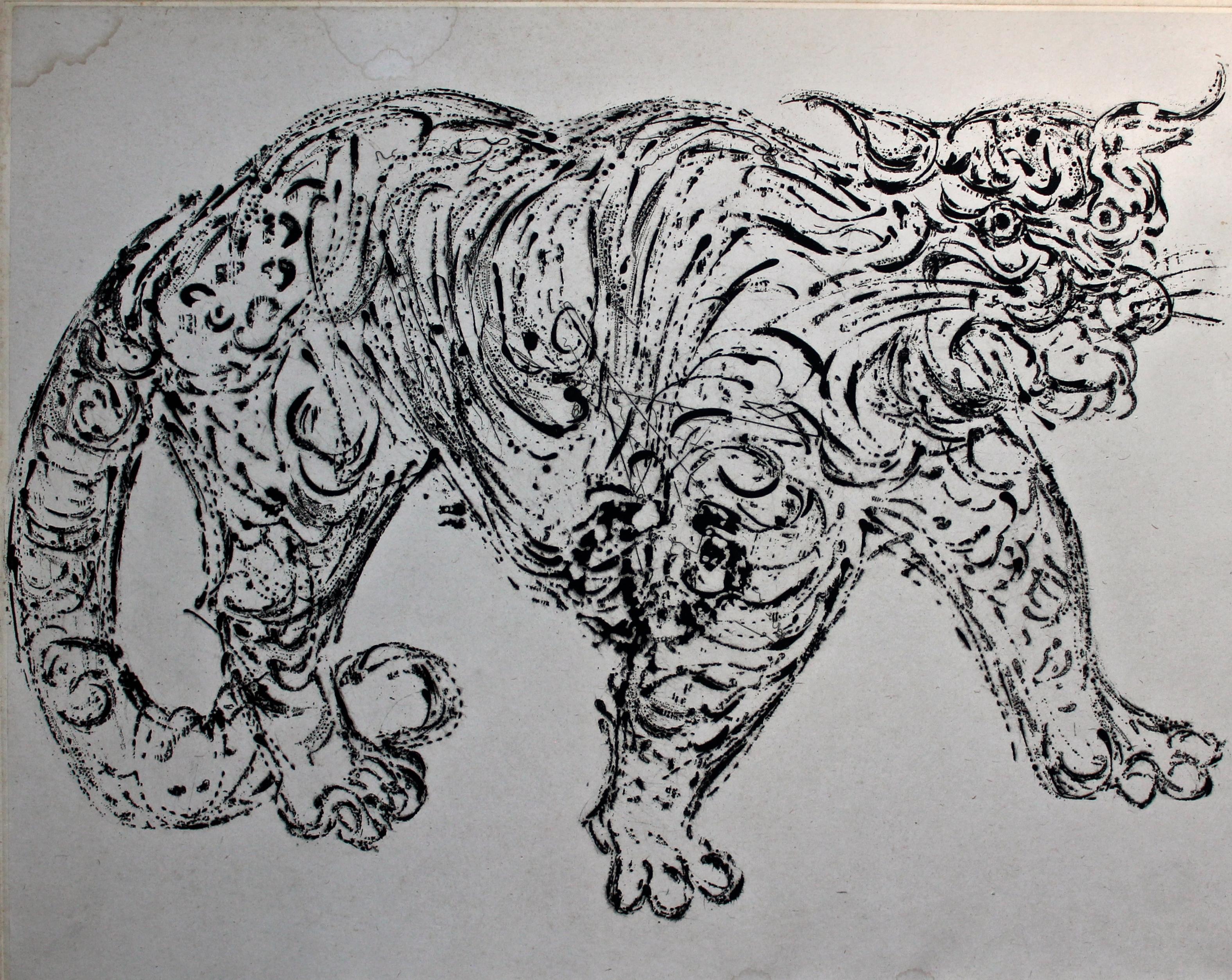 Moderne Gravure « Wildcat » de Misch Kohn, 1964 en vente