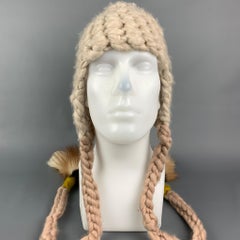 MISCHA LAMPERT Cream Knitted Wool Chunky Tails Hat