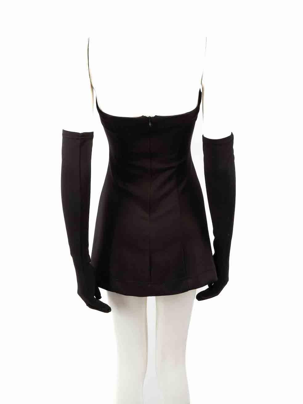Miscreants Black Strapless Mini Dress With Gloves Size S In Good Condition For Sale In London, GB