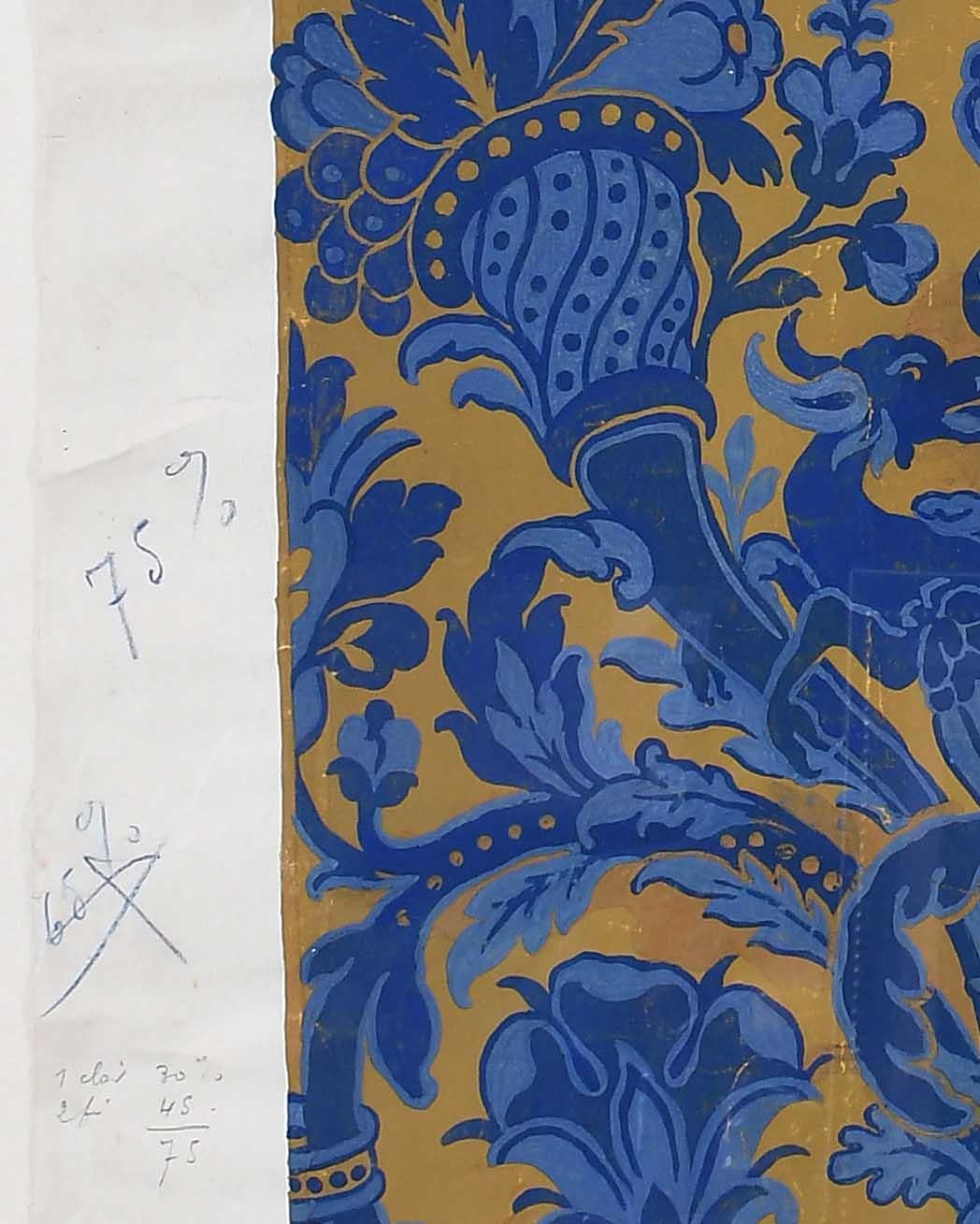 „Mise-en-carte“ Gouache-Gemälde auf Papier-Velours Chateaubriand (Belgisch) im Angebot