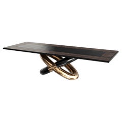 "Mise en Place" Dining Table, with Bronze, Stainless Steel, Zebra Wood, Istanbul