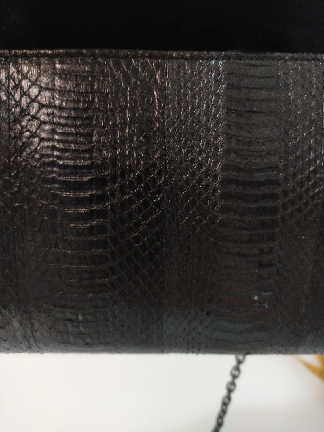 Black Misela Reptile Printed Leather Bag