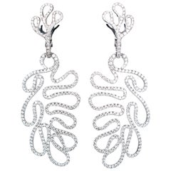 Retro Miseno Leafy 18 Karat White Gold and Diamond Earrings