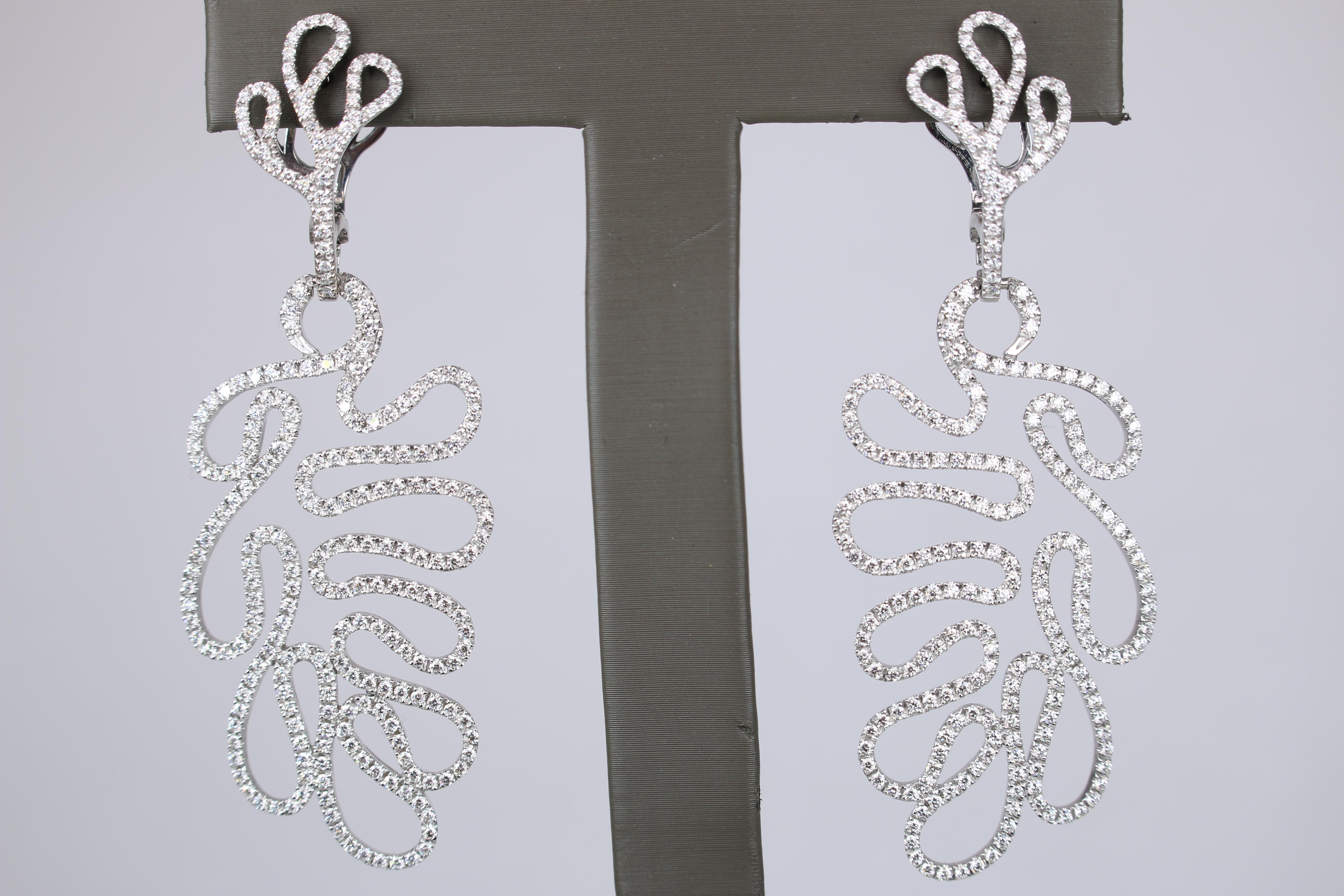 Miseno Leafy Boucles d'oreilles en or blanc 18 carats et diamants en vente 4