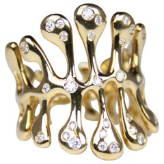 Miseno Woman's Diamond Sea Leaf Ring 18 Karat Yellow Gold