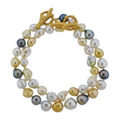 Mish New York Baroque Pearl Coral Bamboo Gold Necklace Set