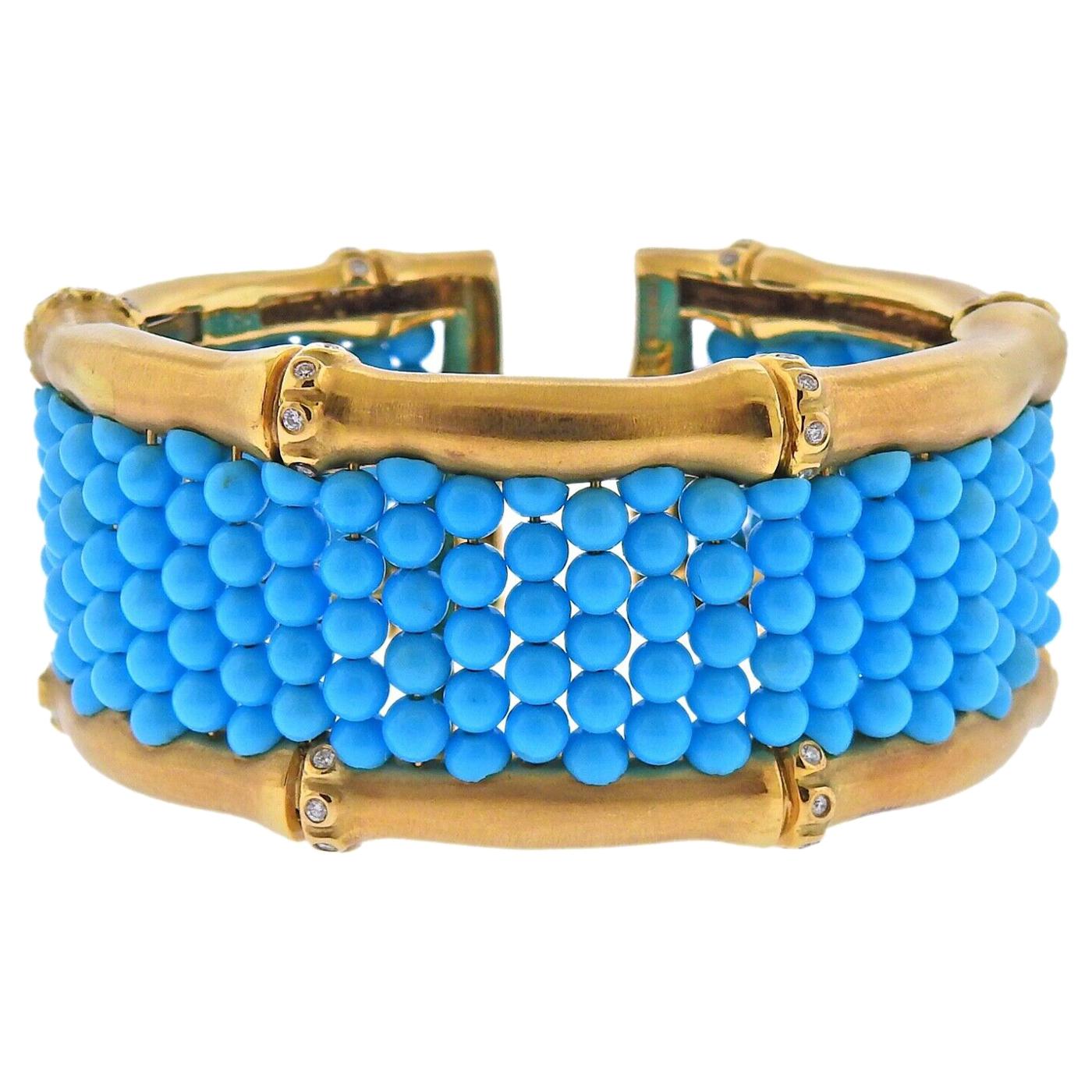 Mish New York Turquoise Diamond Gold Cuff Bracelet