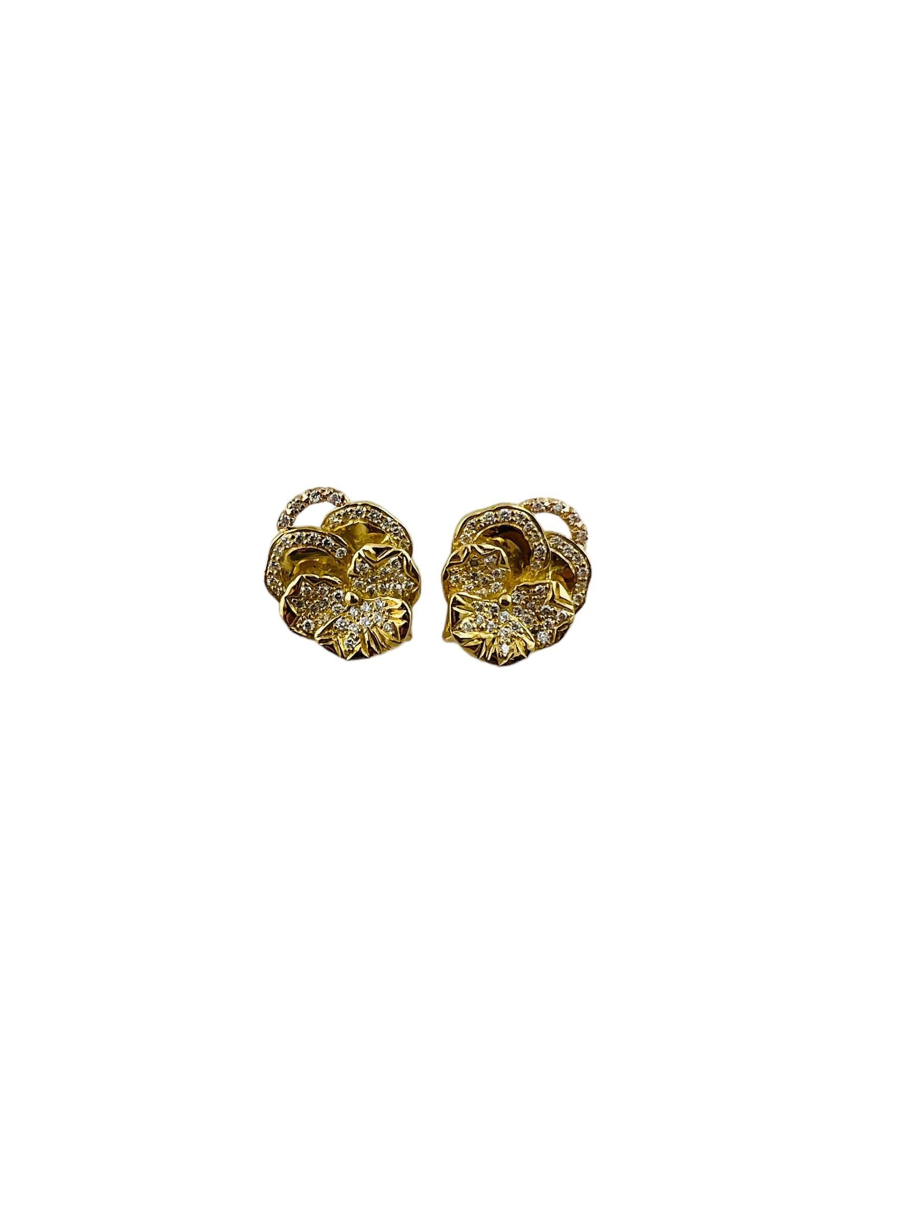 Mish NY 18K Yellow Gold Diamond Pansy Earring Enhancers

These beautiful pansy earring enhancers by Mish NY are from the floral collection. 

They are set with pave diamonds approx. .45 cts in total weight and of VS1 clarity, G color

Each enhancer