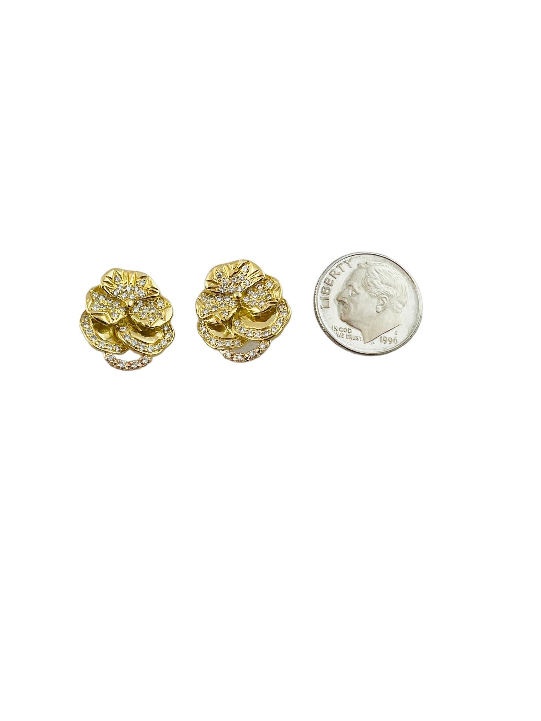 Mish NY 18K Yellow Gold Diamond Pansy Flower Earring Enhancers #15422 In Good Condition For Sale In Washington Depot, CT