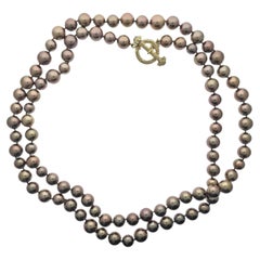Mish NY Chocolate Pearl Diamond Gold Necklace