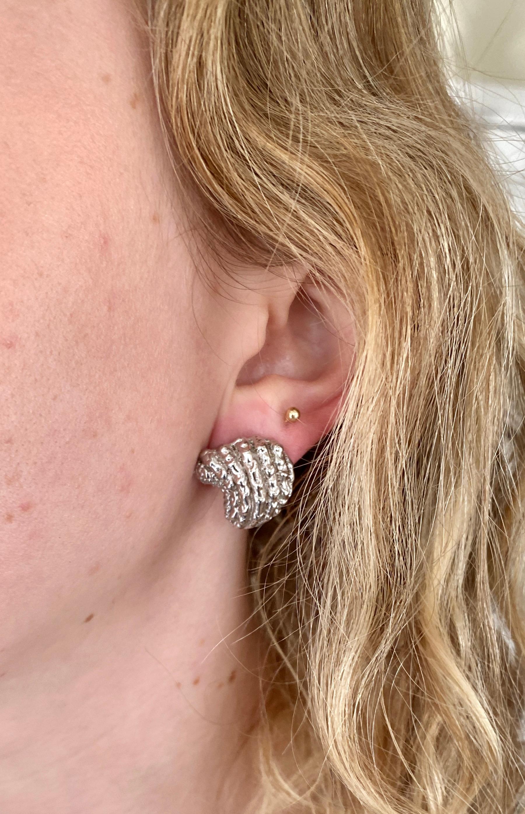 Muschelohrringe aus Weißgold mit Aquamarin, Citrin und Rosenquarz-Anhängern für Damen oder Herren