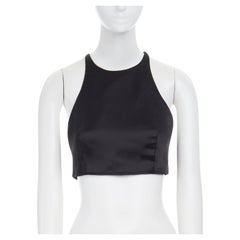 MISHA COLLECTION black polyester blend cross strap cropped top S