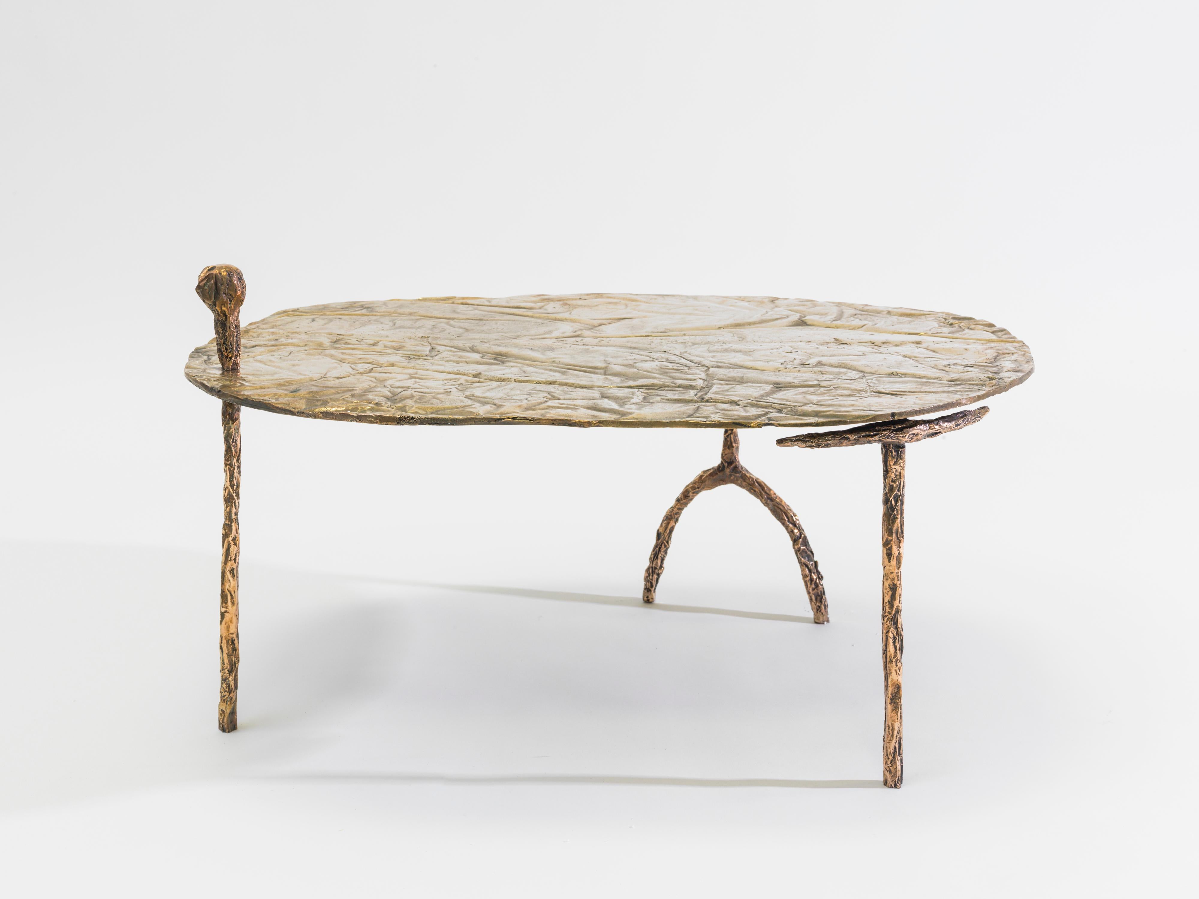 Misha Kahn [American, b. 1989]
Coffee Table, 2015
Nickel-plated bronze
17.75 x 31.25 x 24.75 inches
45.1 x 79.4 x 62.9 cm

Misha Kahn was born in Duluth, Minnesota in 1989. He graduated from the Rhode Island School of Design in 2011 and was awarded