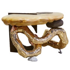 Misha Kahn, "Don't Even Get Me Started", Center Table, Bronze, Pine, Steel, 2020
