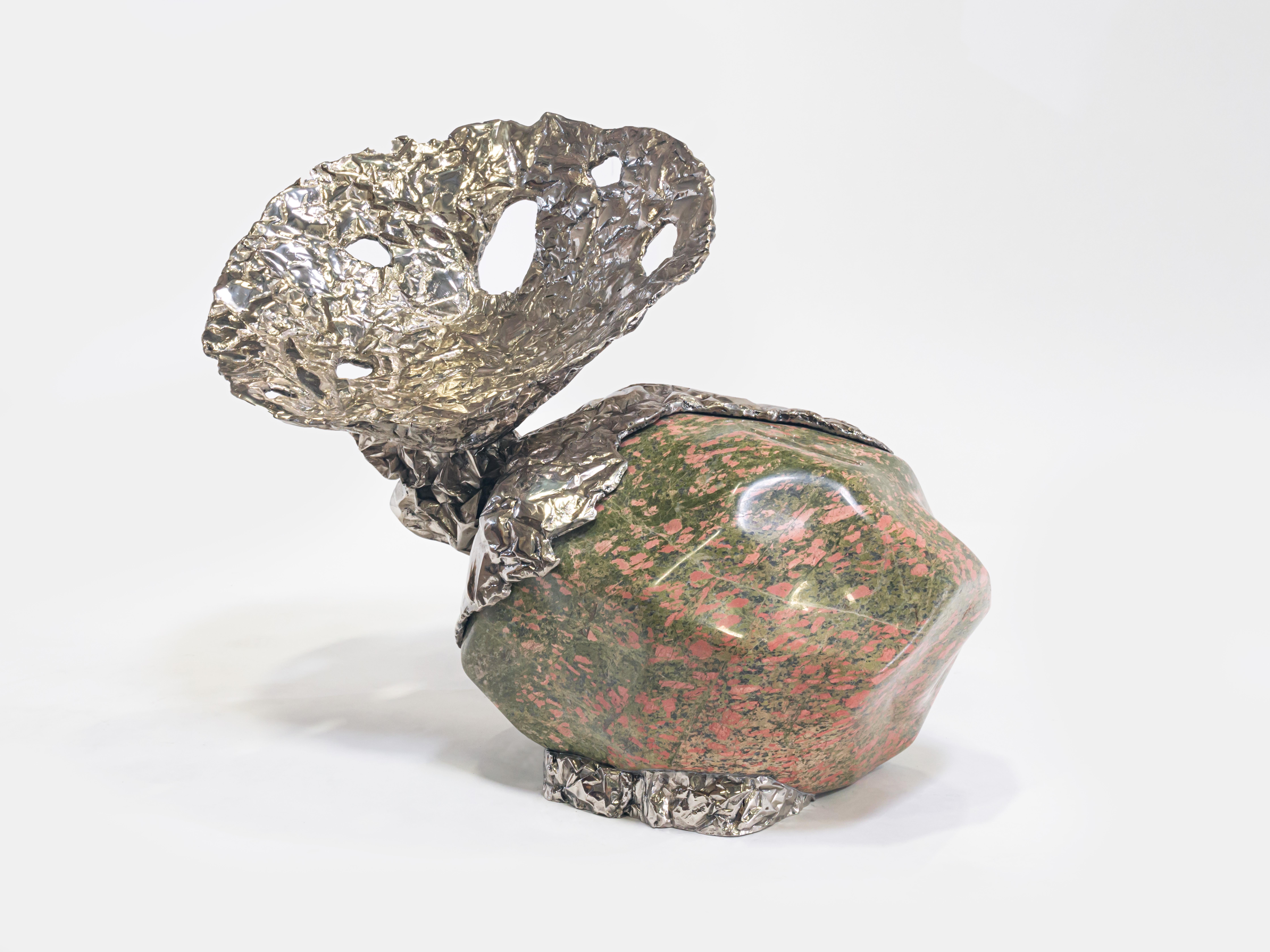Misha Kahn [American, b. 1989]
Over the Edge, 2019
Unakite, white bronze
Measures: 36 x 48 x 24 inches
91.5 x 122 x 61 cm
This work is unique

Misha Kahn was born in Duluth, Minnesota in 1989. He graduated from the Rhode Island School of Design in
