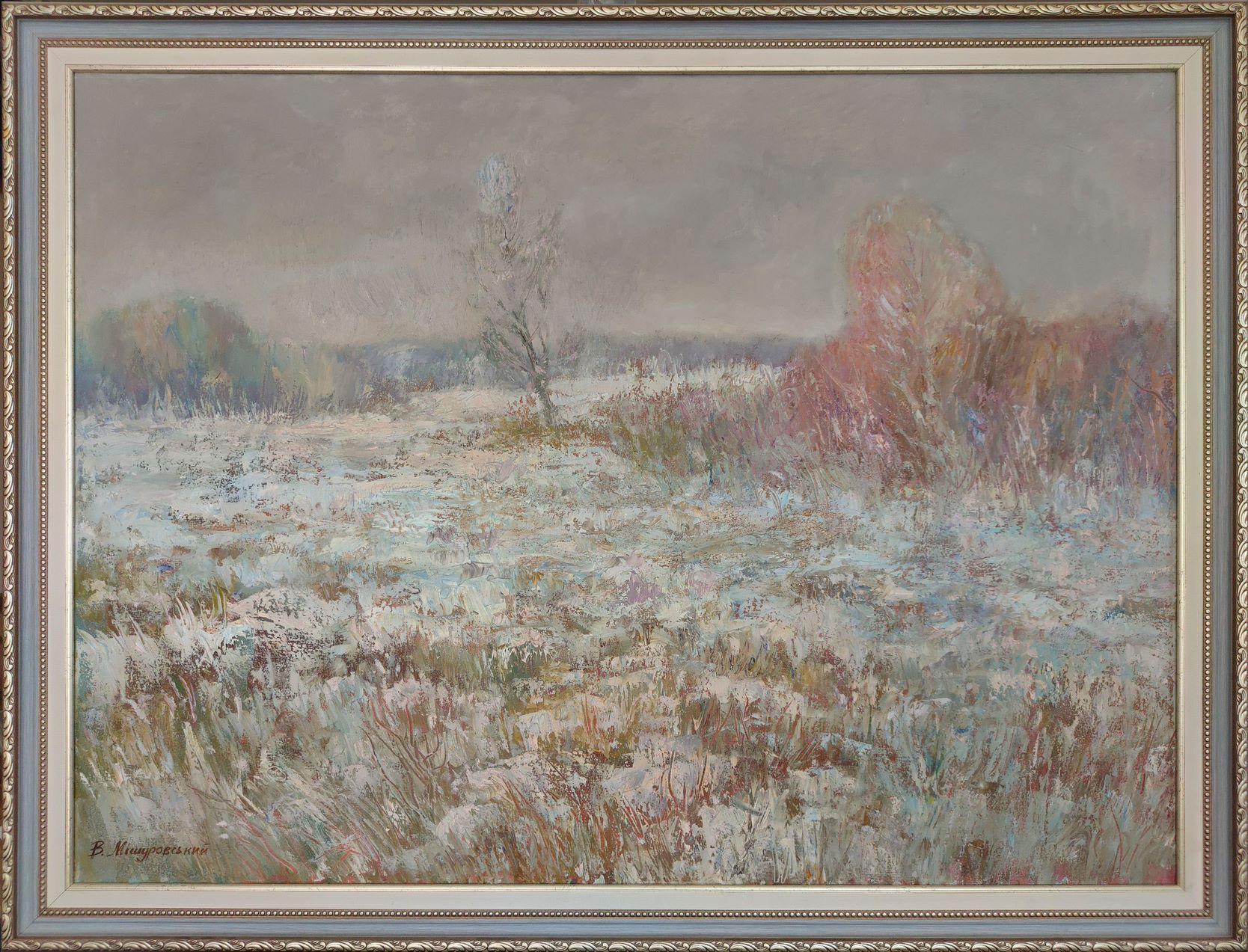 Diciembre de ensueño, Paisaje, Pintura al óleo original, Lista para colgar en venta 4