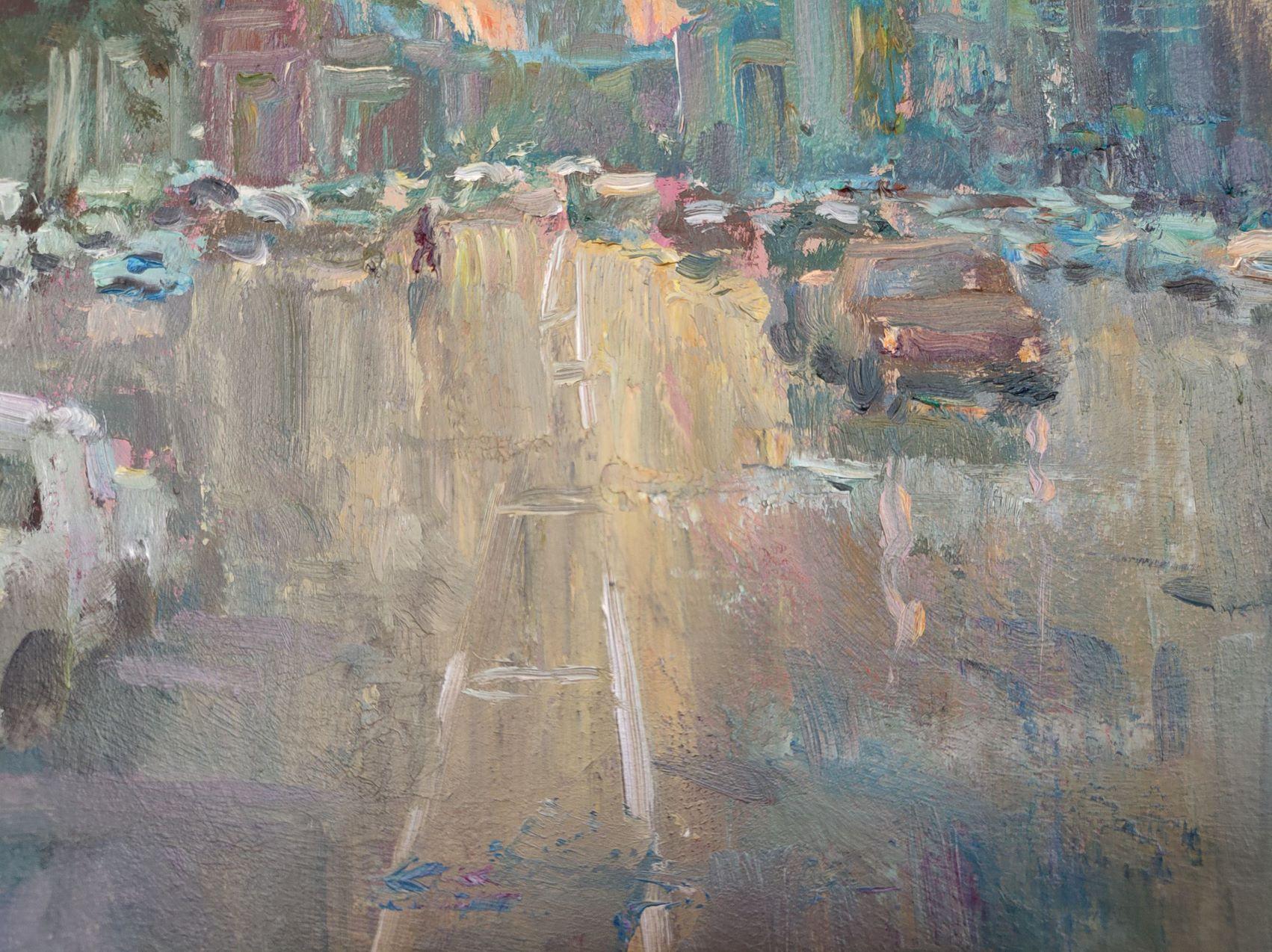 Noisy Avenue, Cityscape, Original oil Painting, Ready to Hang 2