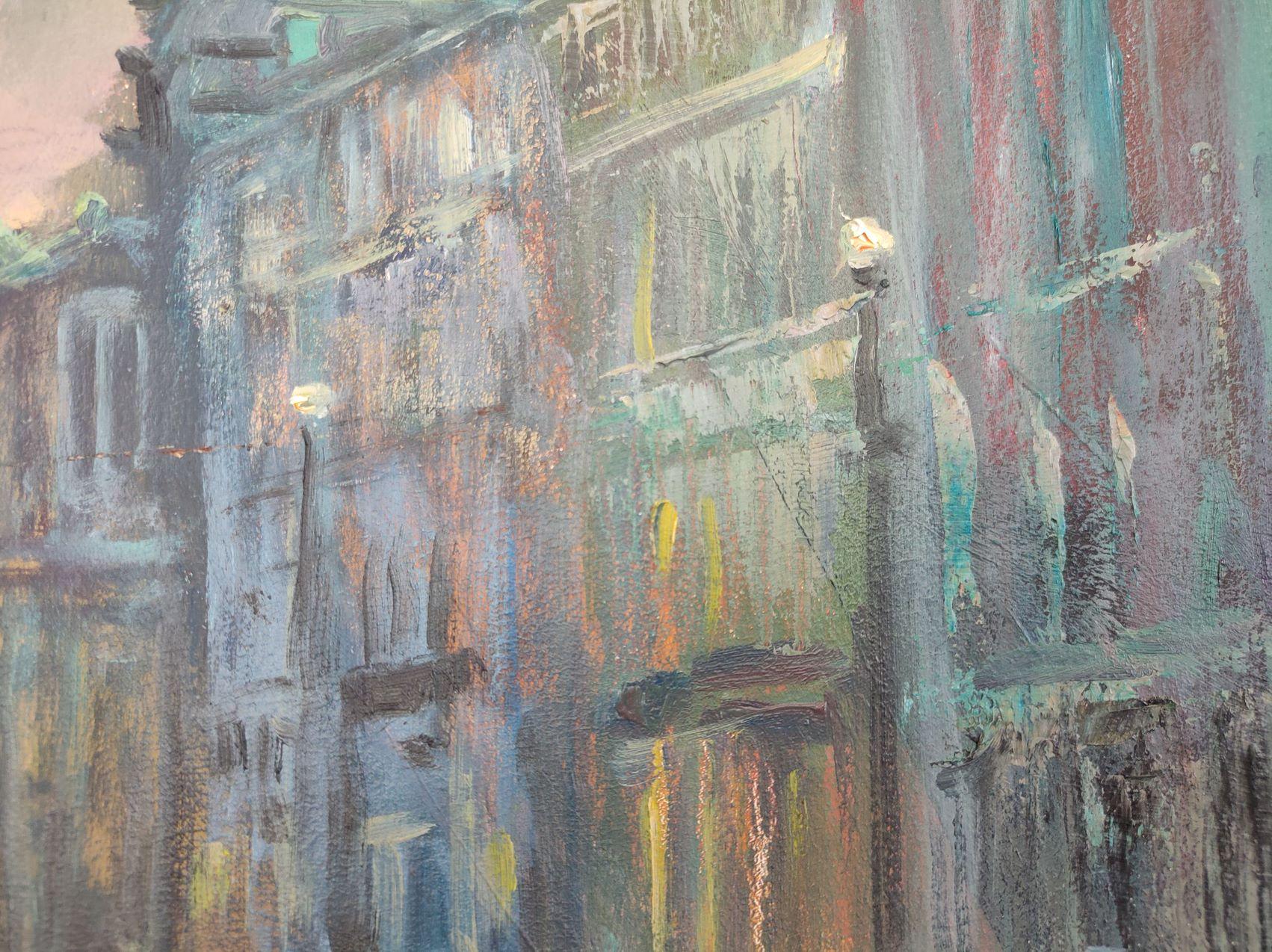 Noisy Avenue, Cityscape, Original oil Painting, Ready to Hang 3