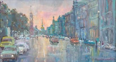 Noisy Avenue, Cityscape, Original oil Painting, Ready to Hang