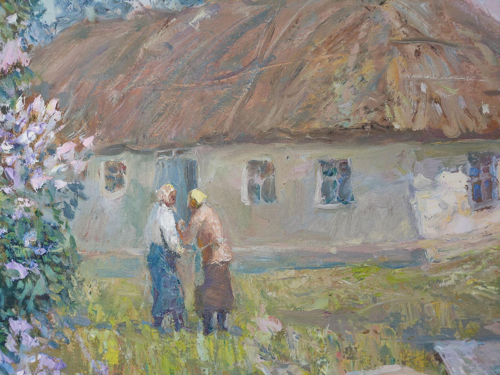 On the land of the ancestors, village, Original oil Painting, Ready to Hang For Sale 2