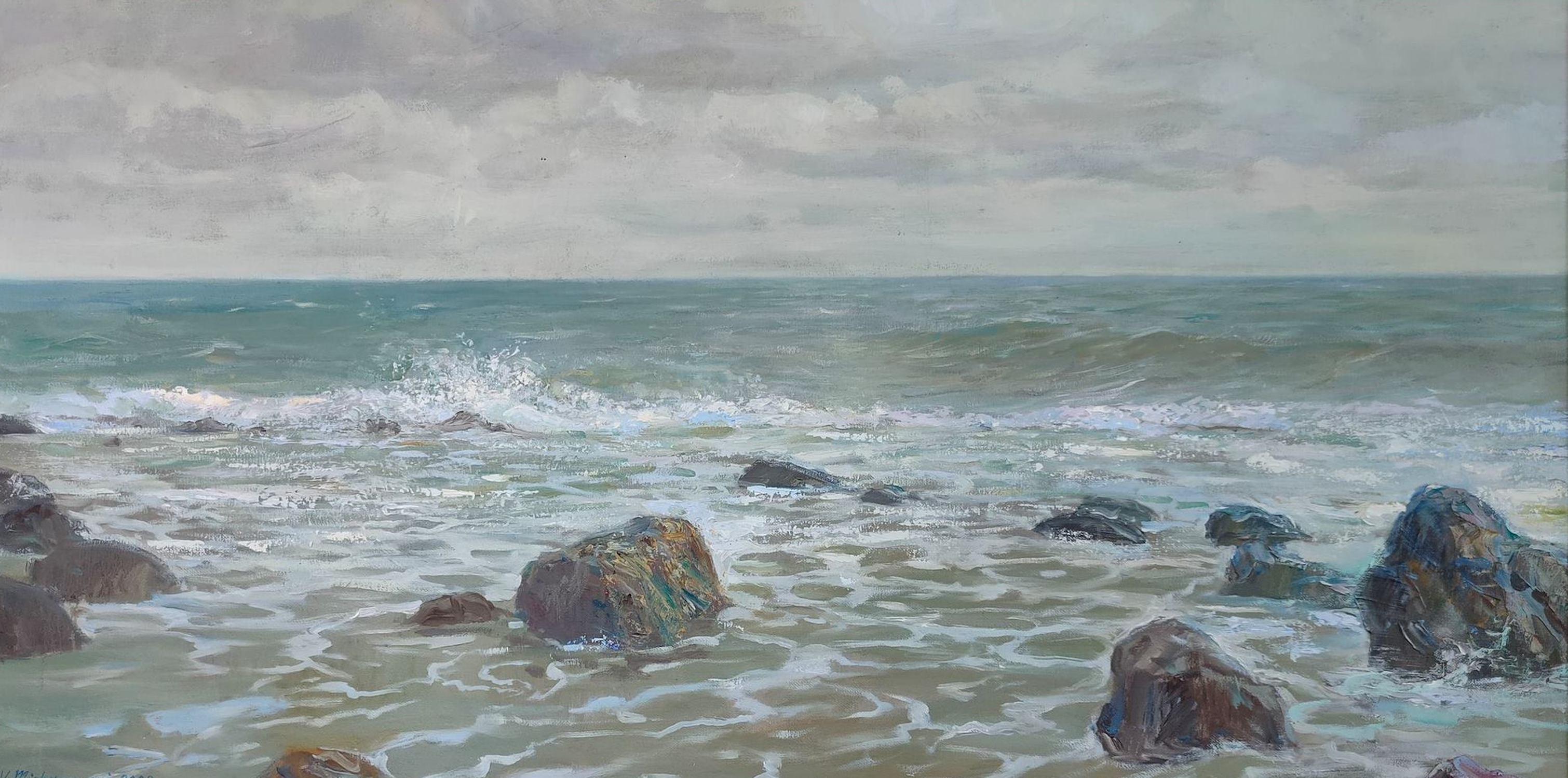 Mishurovskiy V. Landscape Painting - Sea shore Azure, Original oil Painting, Ready to Hang