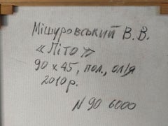 Estate, nudo figurativo Pittura ad olio originale, pronta da appendere