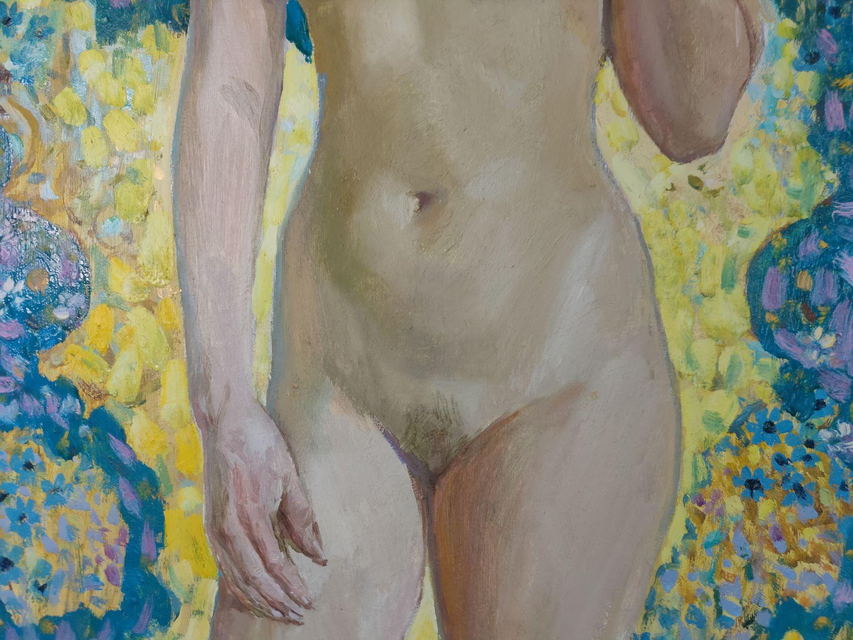 Summer, Figurative Nude Original oil Painting, Ready to Hang For Sale 1