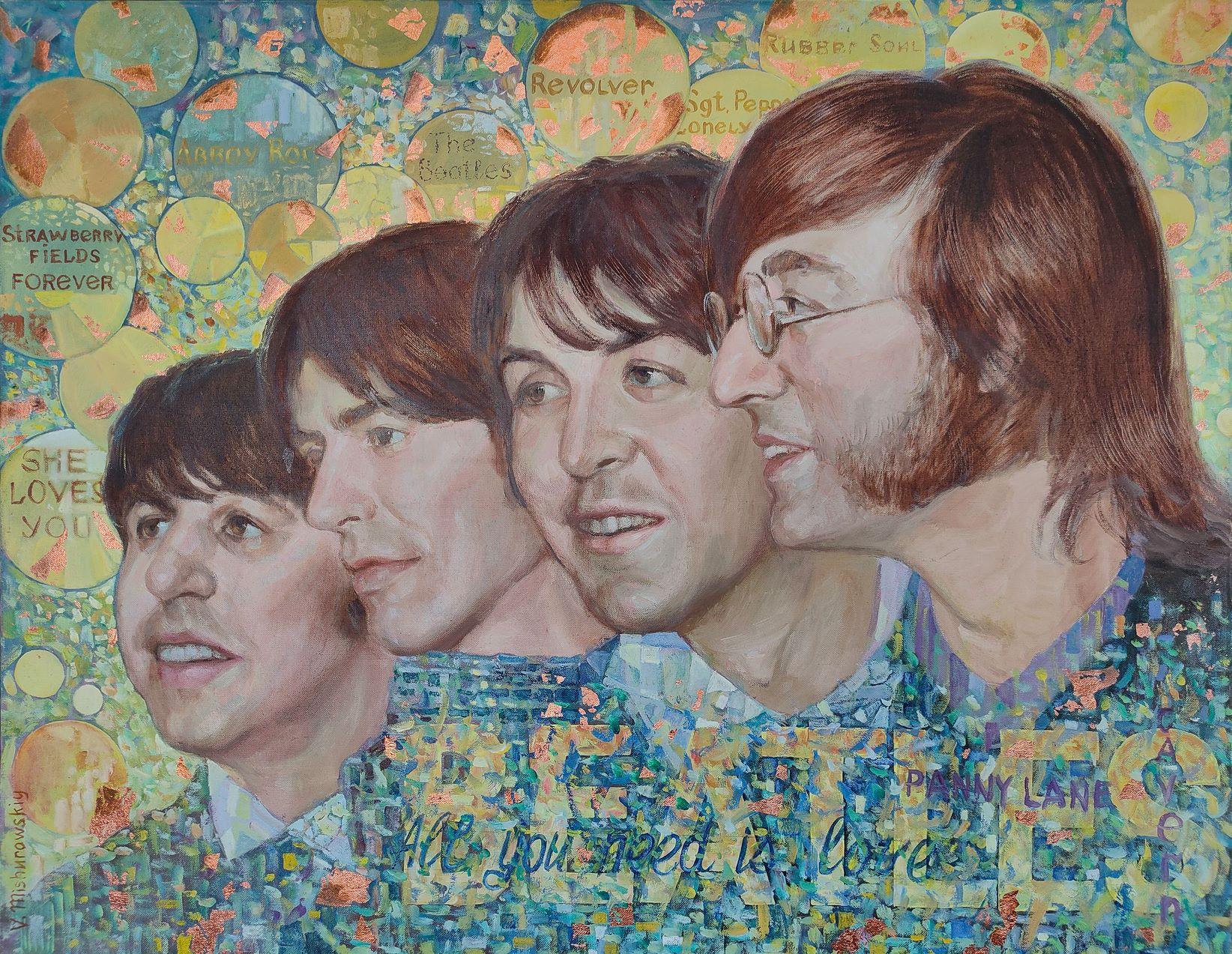 The Beatles, portraits Peinture à l'huile originale, prête à être accrochée