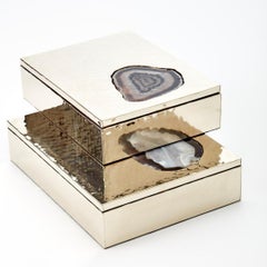 MISIONES Large Alpaca Silver & Agate Stone Box