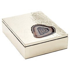 MISIONES Caja grande de plata alpaca y piedras de ágata
