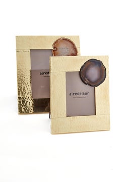 MISIONES Großer Fotorahmen aus Messing und Achatstein