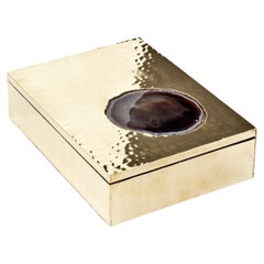 Misiones Medium Brass & Agate Stone Box