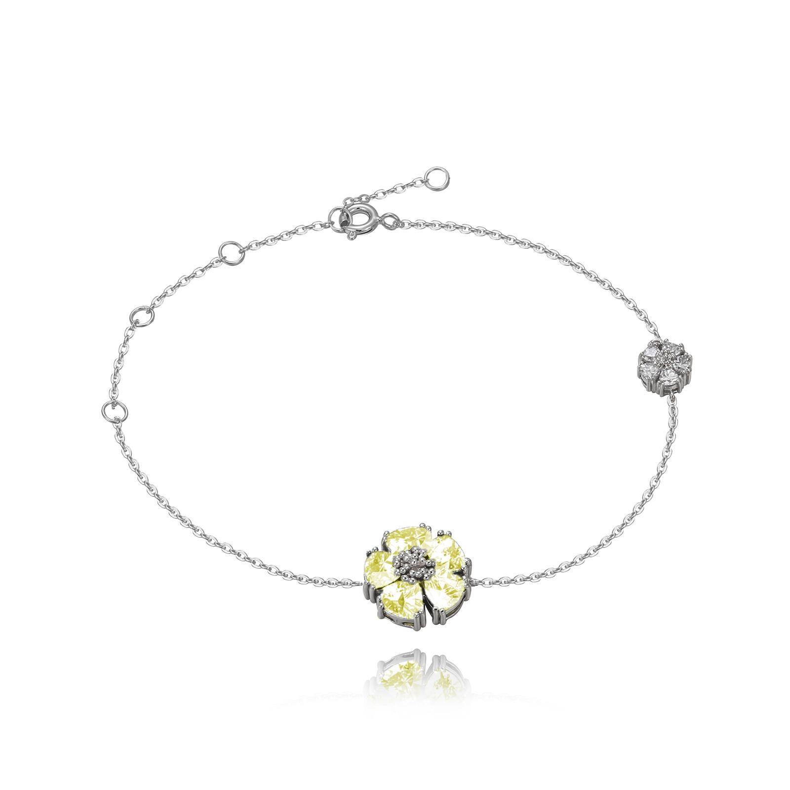 Trillion Cut Mismatched Blossom Anklet For Sale