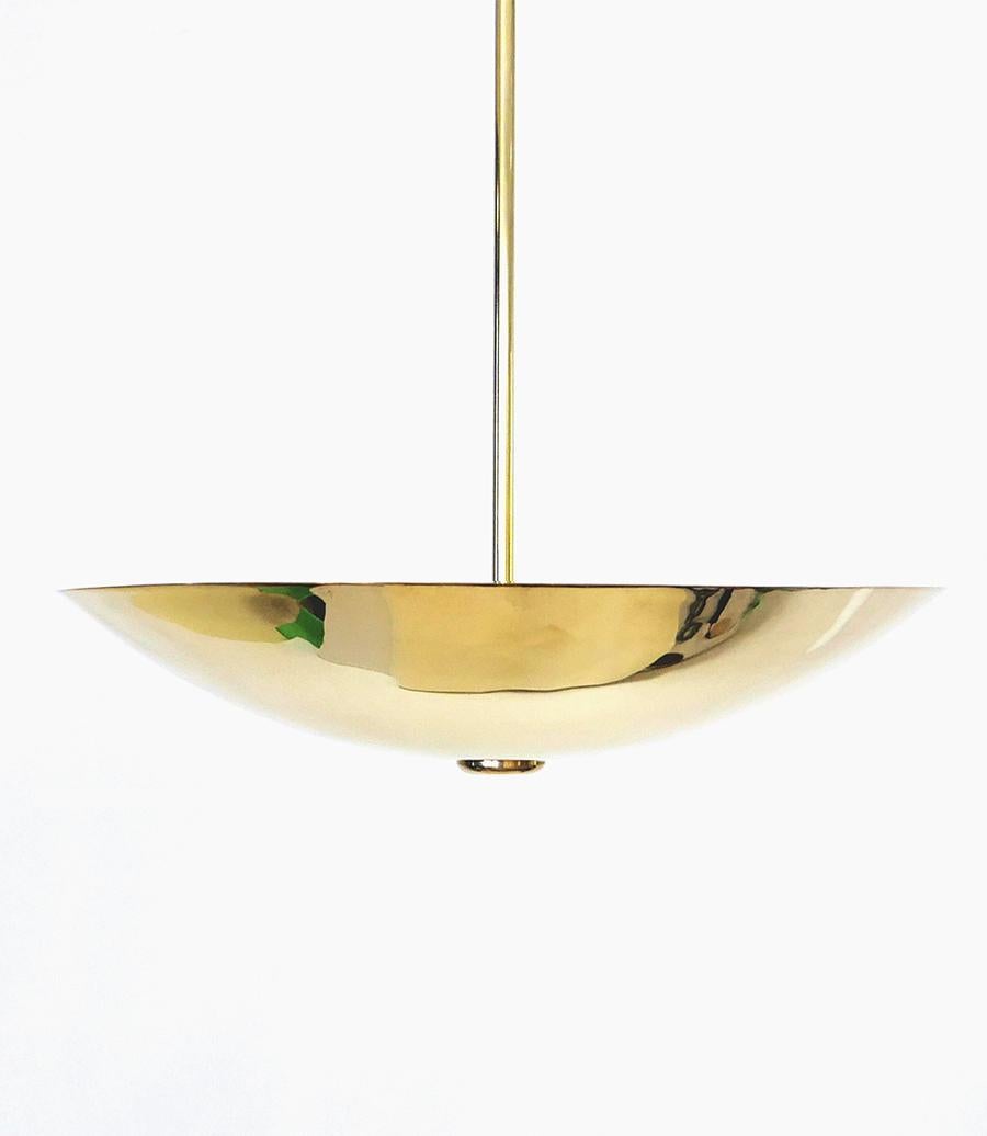 MISO is made of hand spun solid brass and conceals LED for soft up-light.
Finished and assembled by hand. 

MISO can be also made as semi-flush mount.

Lamping:  Integrated LED 50 000 hrs (3000K or 4000K, 12V) or G9 LED bulbs (3 or 4, made to