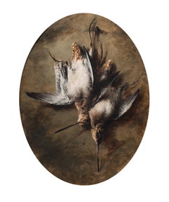 A tromp l'oeil still life of hanging snipe