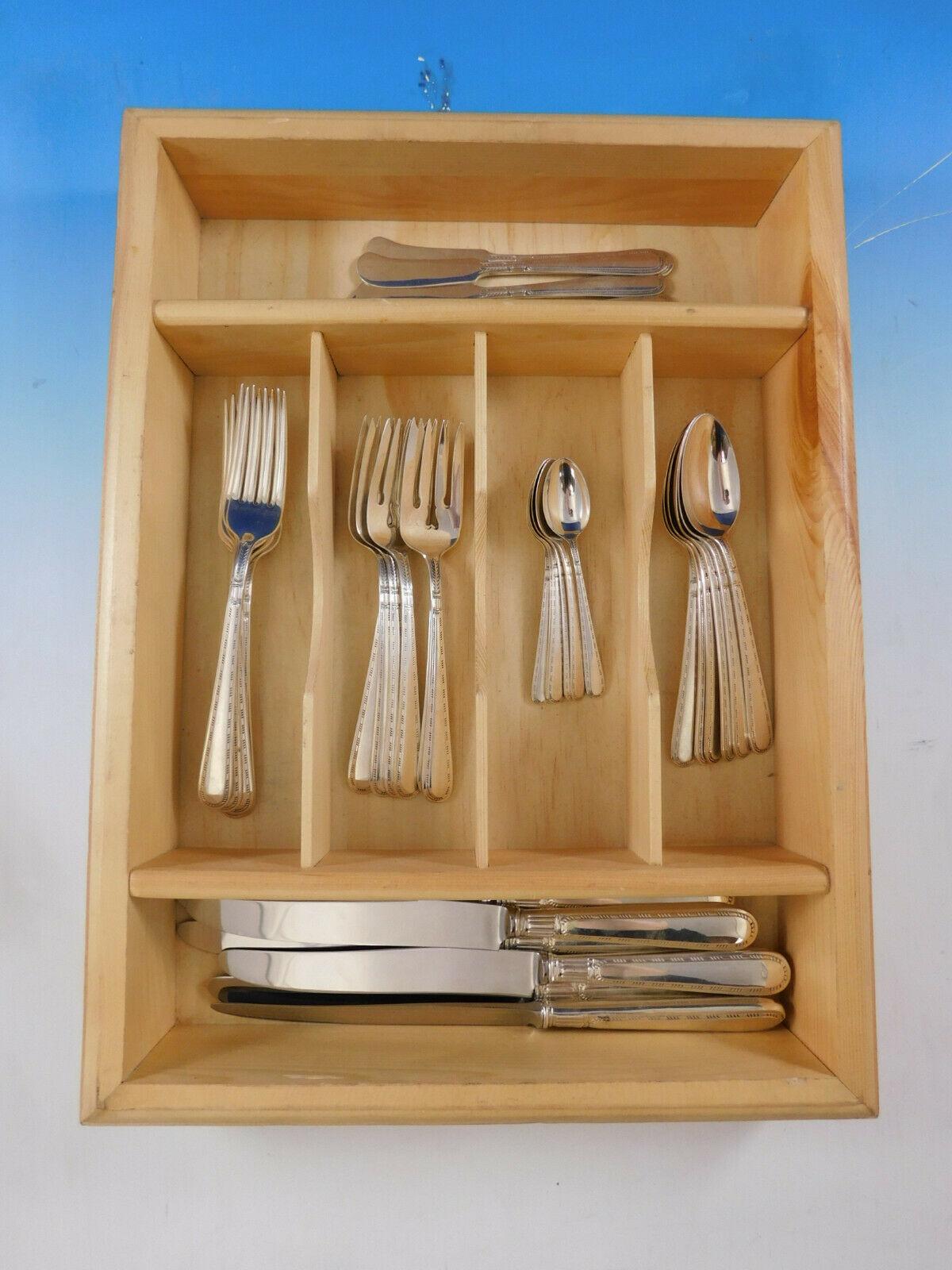 Rare Miss America by Alvin circa 1932 sterling silver flatware set, 36 pieces. This set includes:

6 dinner knives, 9 5/8