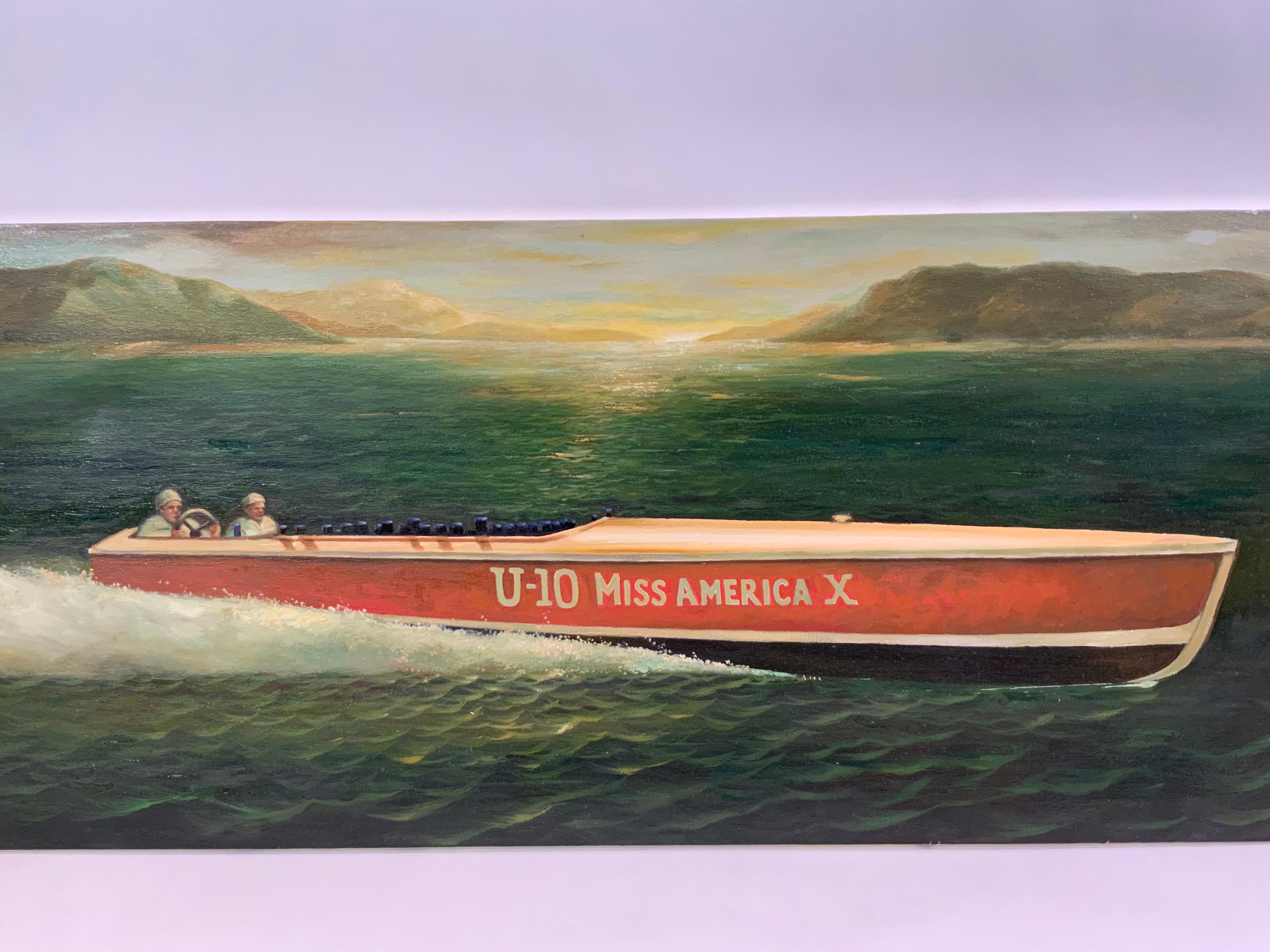 North American Miss America x Speedboat Painting For Sale