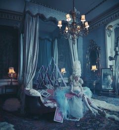 Pokerface (Surreal Fashion) - photography, woman building a house of cards