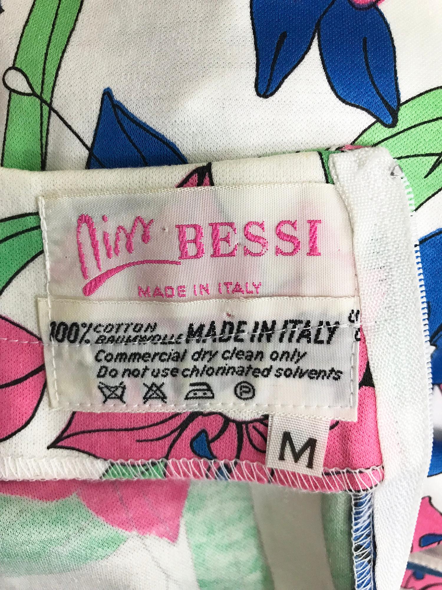 Miss Bessi Floral Fine Cotton Lisle Knit Day Dress 1990s For Sale 6
