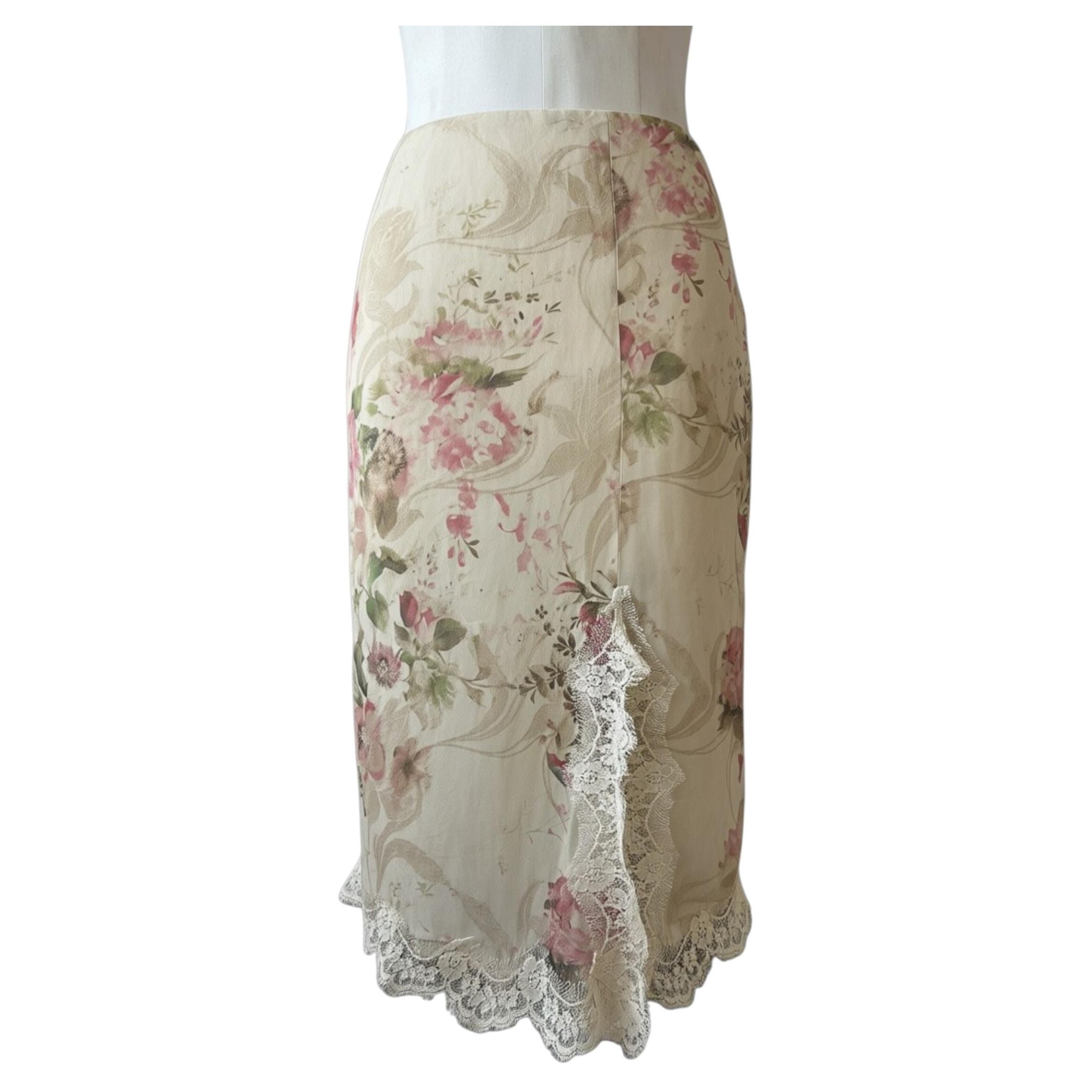 Miss Blumarine Silk Floral Lace Skirt, circa 2000ss