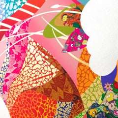 Augmented Skies Blue Miss Bugs 10 colour screenprint overlay and 24 karat gold