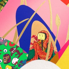 Augmented Skies Yellow Miss Bugs 10 colour screenprint overlay and 24 karat gold