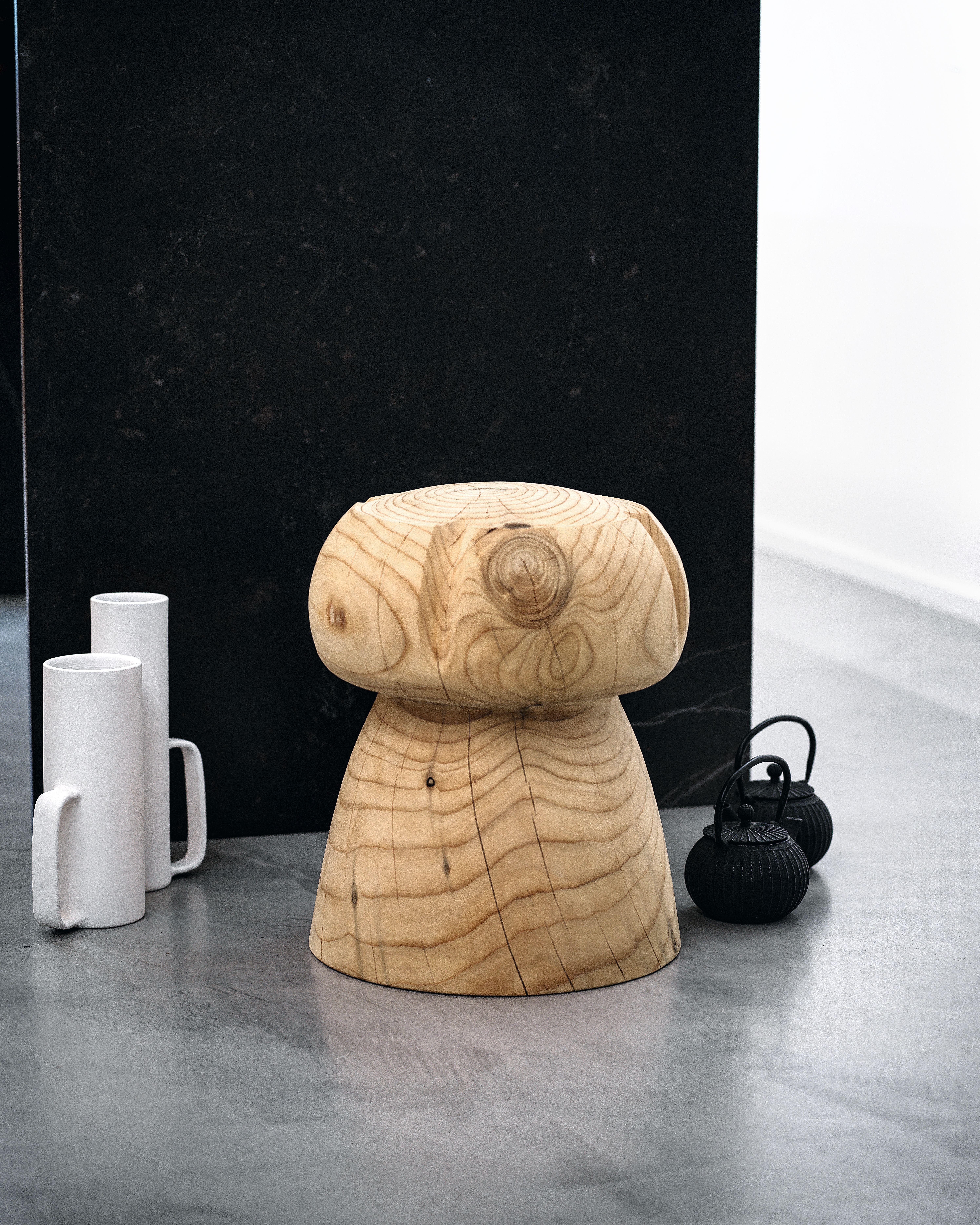 Modern Miss Champagne Stool Isabelle Rigal Contemporary Natural Cedar Made in Italy Riv For Sale