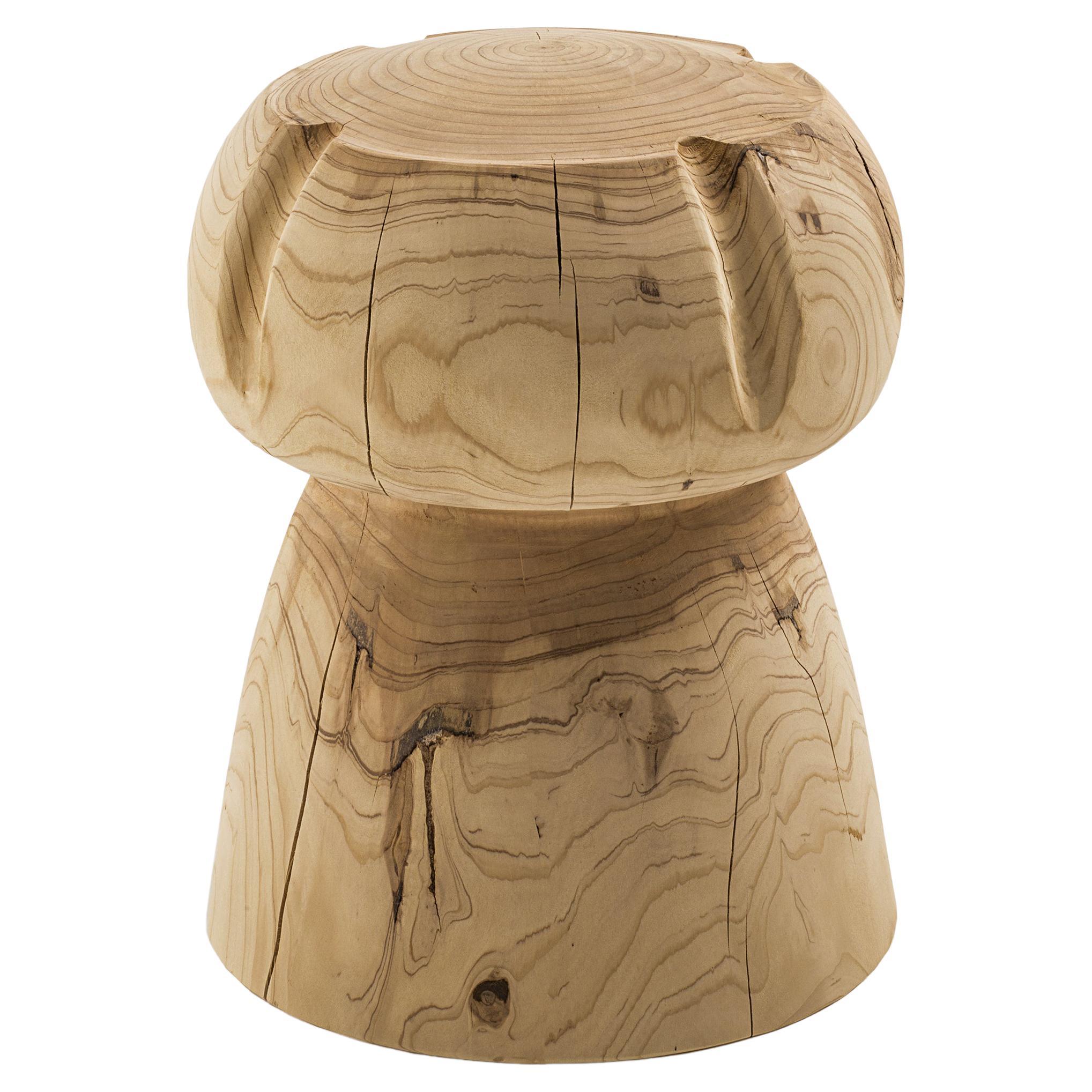 Miss Champagne Stool Isabelle Rigal Contemporary Natural Cedar Made in Italy Riv For Sale