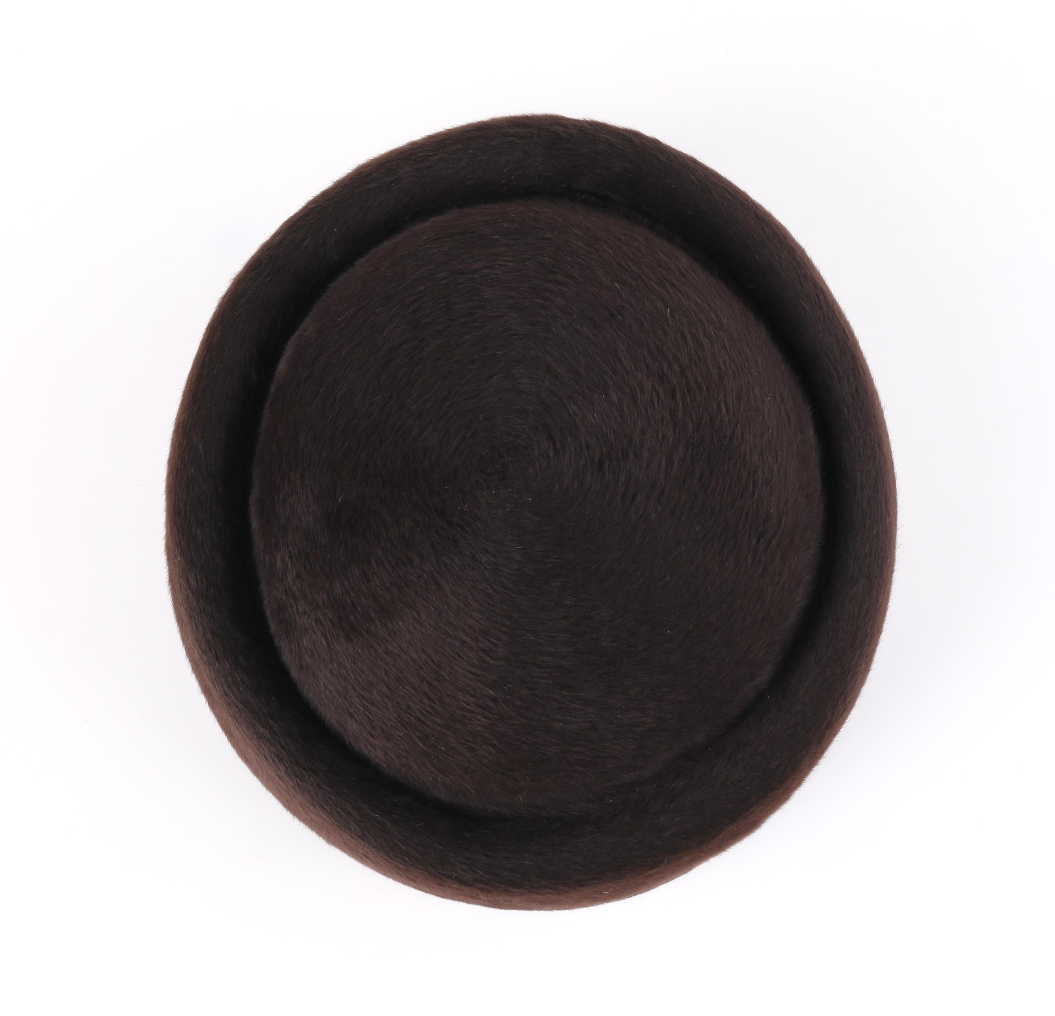 Women's Miss Dior CHRISTIAN DIOR c.1960’s Marc Bohan Dark Brown Felted Fur Pillbox Hat 