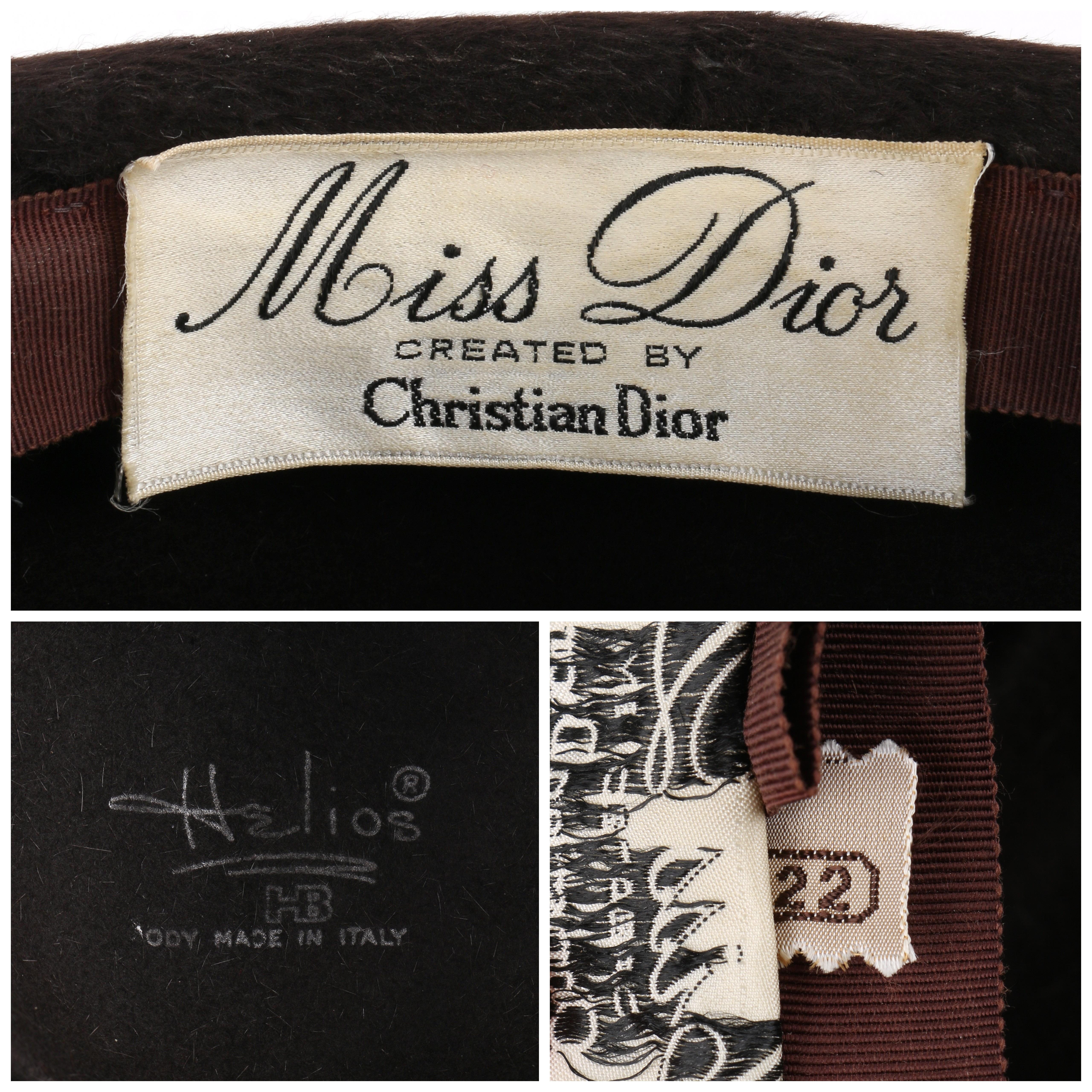 Miss Dior CHRISTIAN DIOR c.1960’s Marc Bohan Dark Brown Felted Fur Pillbox Hat  2