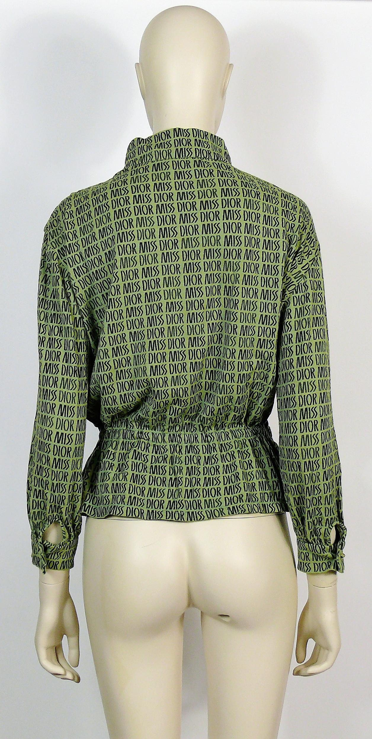 Miss Dior Vintage Green Logo Blouse For Sale 3