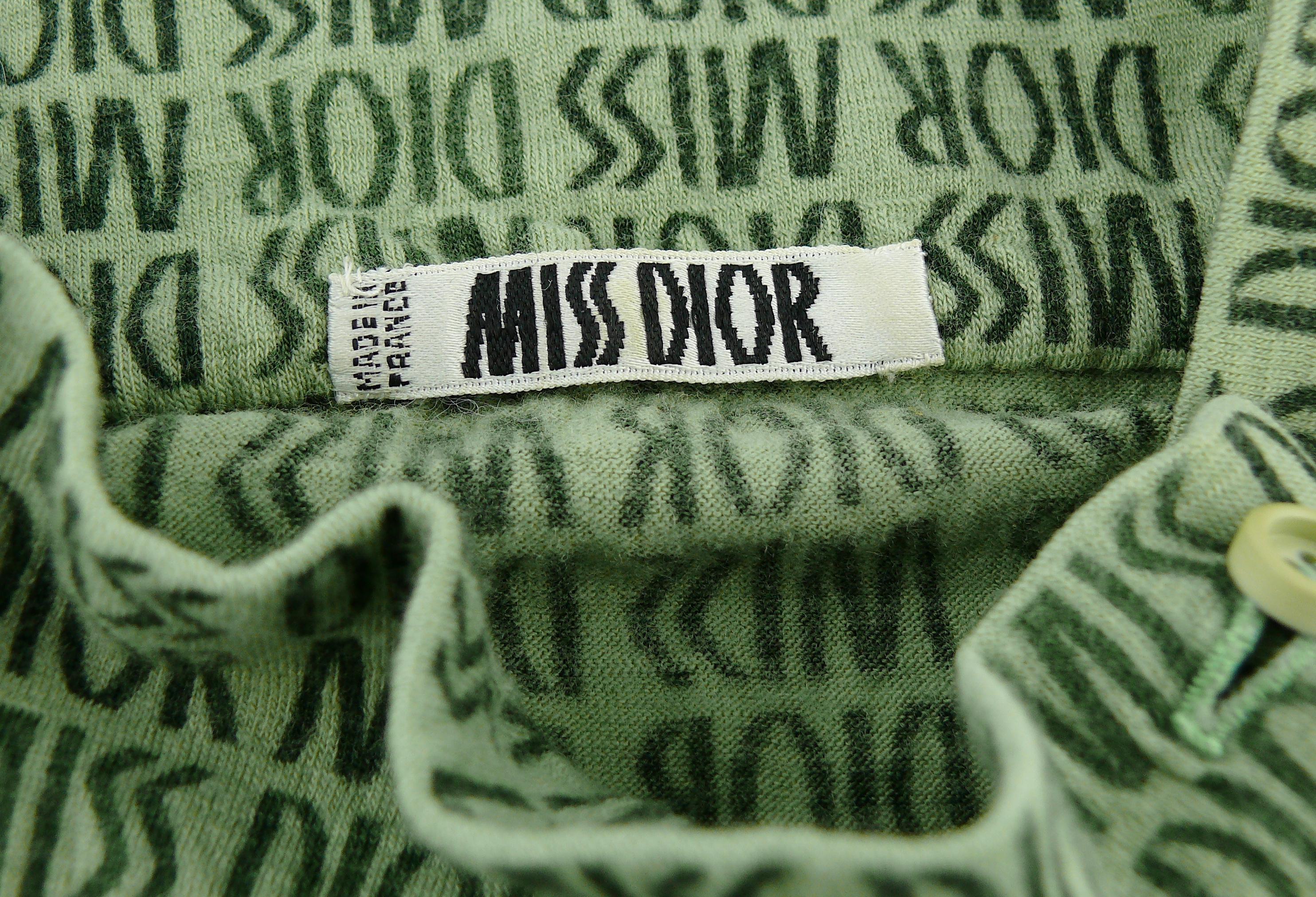 Miss Dior Vintage Green Logo Blouse For Sale 4