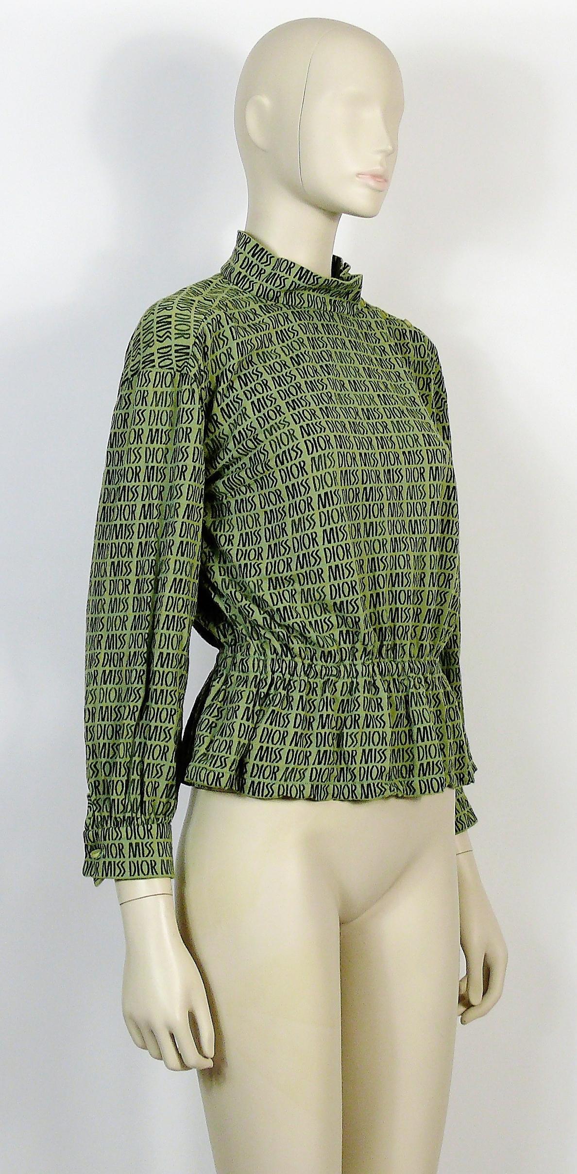 Miss Dior Vintage-Bluse mit grünem Logo (Grau) im Angebot
