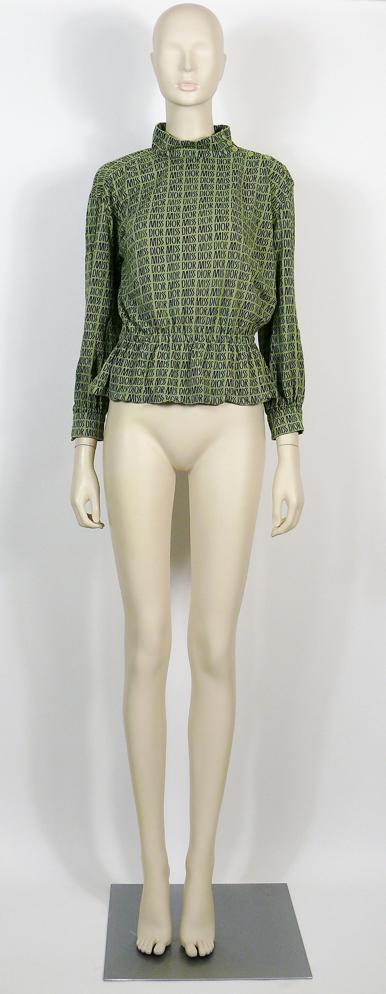 Miss Dior Vintage-Bluse mit grünem Logo im Zustand „Gut“ im Angebot in Nice, FR